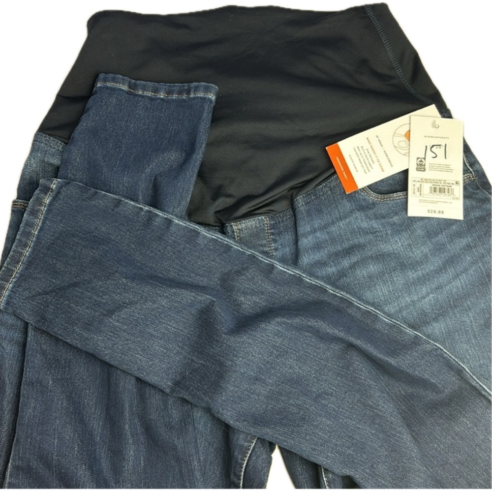 Ingrid & Isabel Deep Blue Jeggings Over the Belly Back Support Cat Whisker Fade - Picture 4 of 12